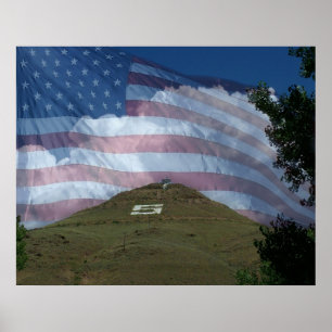 Tenderfoot Hill with US Flag Poster