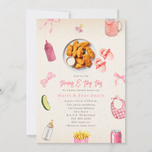 Tendies Tiny Toes Chicken Tender Girl Baby Shower  Invitation