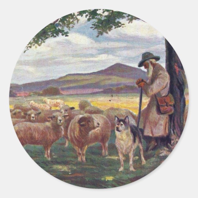 Tending the Sheep Classic Round Sticker (Front)