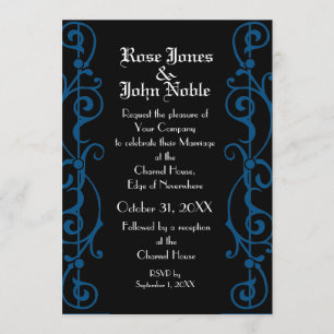 Tendrillon Ebony (Blue) Wedding Invitation