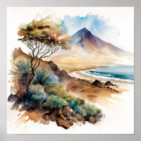 Tenerife Canary Islands Beach Watercolor
