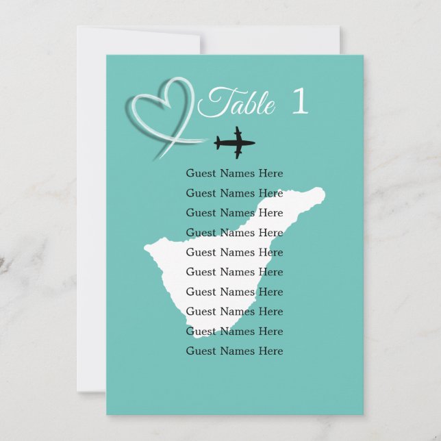 Tenerife Destination Wedding Table Plan Card (Front)