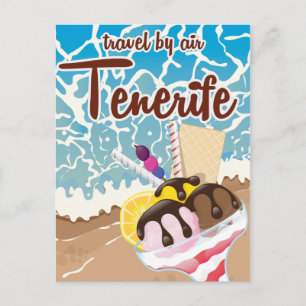 Tenerife ice cream cartoon travel poster postcard