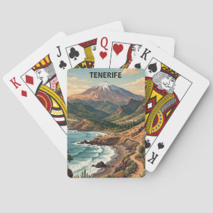 Tenerife Retro Travel Vintage Mount Teide & Beach Playing Cards