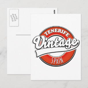 tenerife spain vintage style logo postcard