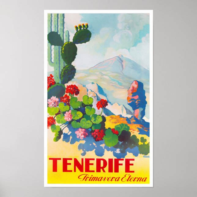 Tenerife Spain vintage travel poster (Front)