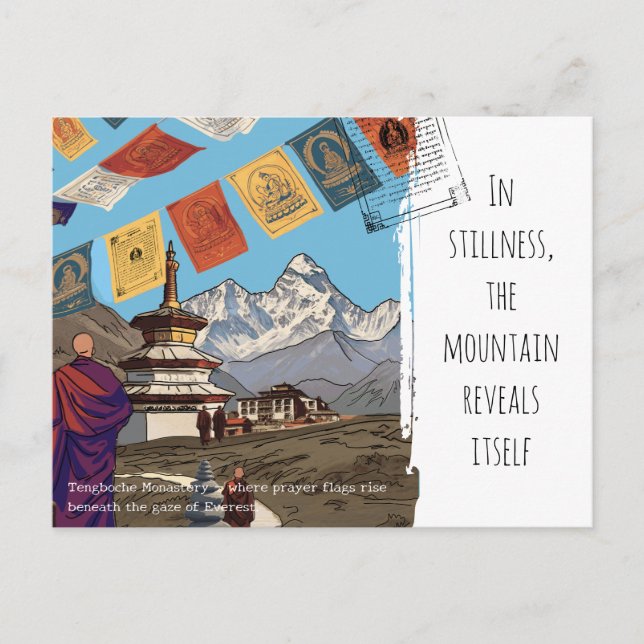 Tengboche Monastery Everest Prayer FlagsMotivation Postcard (Front)