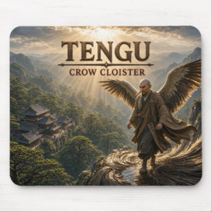 Tengu Crow Cloister Dark Realism Mouse Pad