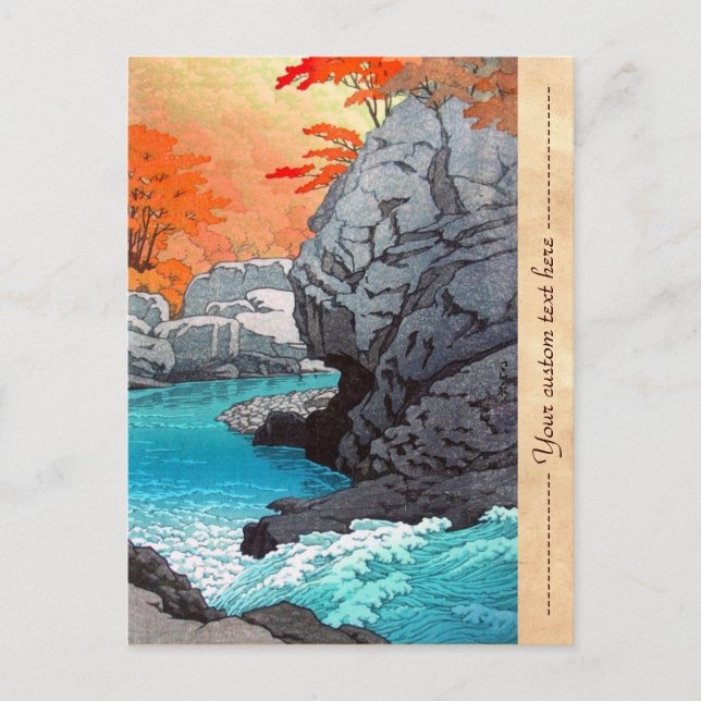 Tengu Rock Hasui Kawase river shn hanga scenery Postcard (Front)