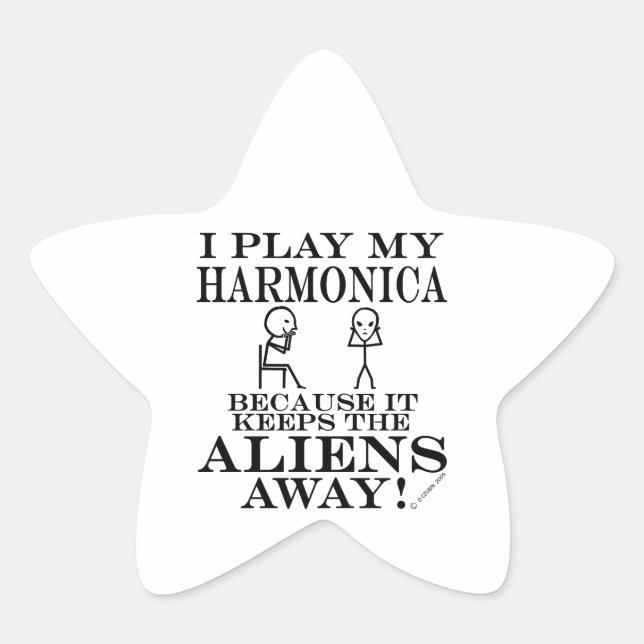 Tenir les Aliens à distance Harmonica Star Sticker (Devant)