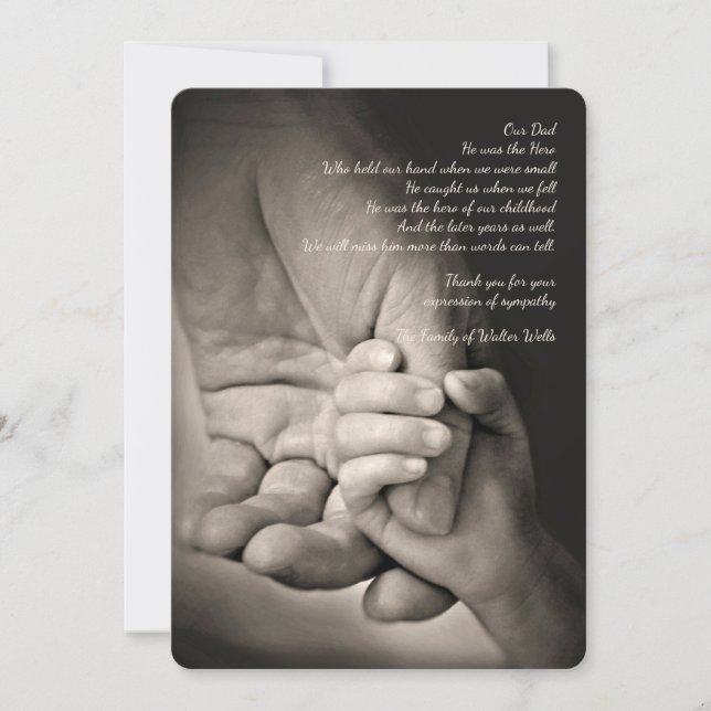 Tenir ma Carte de remerciements de sympathie à la  (Devant)