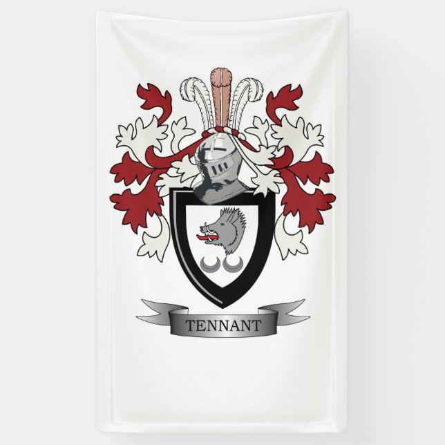 Tennant Family Crest Coat of Arms Banner (Vertical)