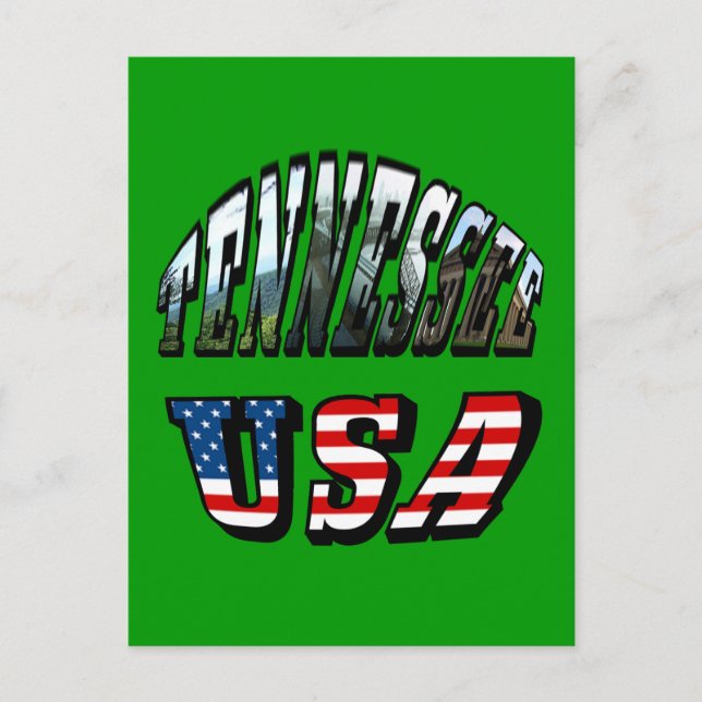 Tennessee and USA Picture Text Postcard (Front)