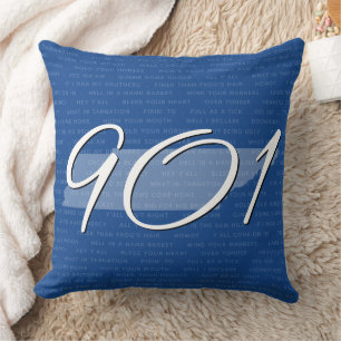 Tennessee Area Code Blue White Modern Typography Throw Pillow