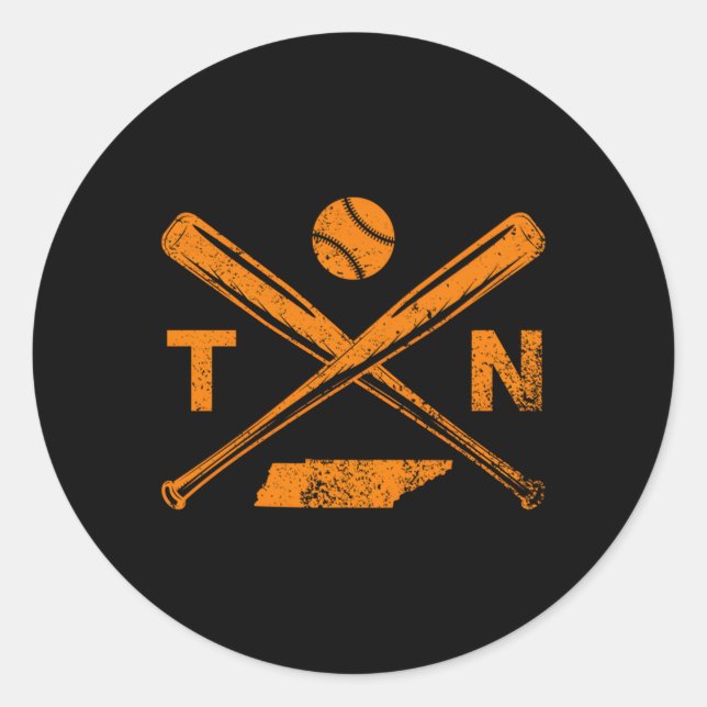 Tennessee Baseball Bats Ball Baseball Player Classic Round Sticker (Front)