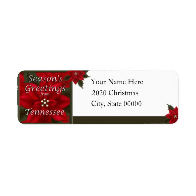 Tennessee Christmas Poinsettia Return Address (Front)