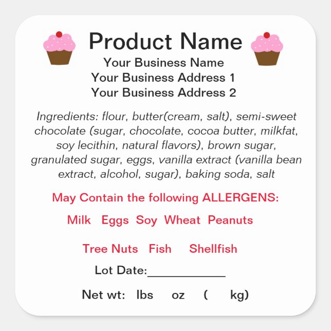 TENNESSEE Cottage Food Law Product Label (Front)
