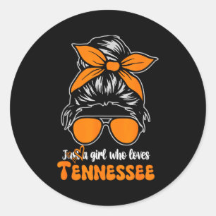Tennessee Cowgirl Gingham Bun Tn Orange State Wome Classic Round Sticker