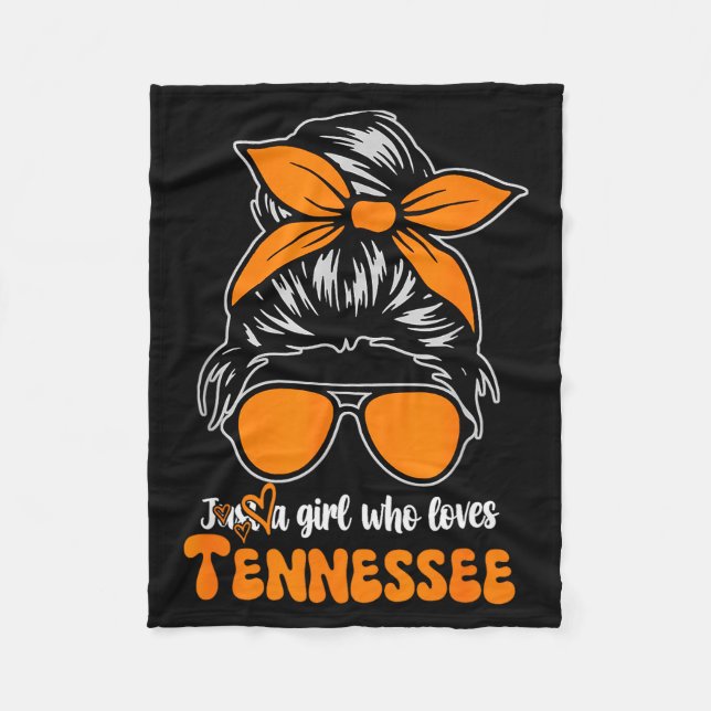 Tennessee Cowgirl Gingham Bun Tn Orange State Wome Fleece Blanket (Front)