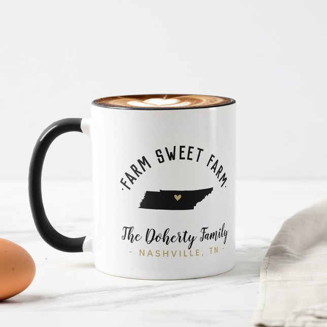 Tennessee Farm Sweet Farm Famille Monogramme Mug (Créateur téléchargé)