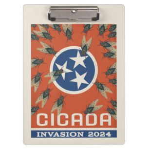 Tennessee Flag Cicada Invasion Clipboard