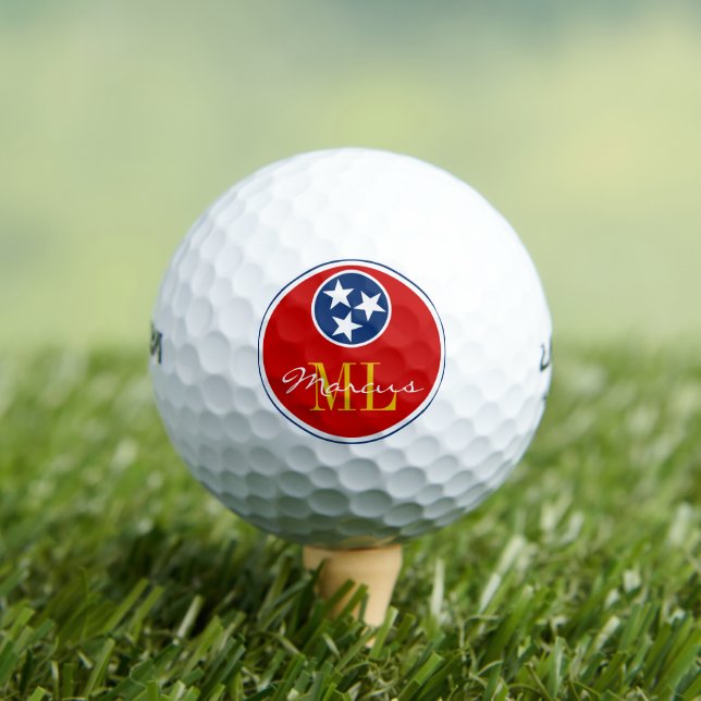 Tennessee Flag Monogrammed Golf Balls / USA (Insitu Tee)