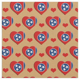 Tennessee Flag & Red Heart fashion Fabric / USA