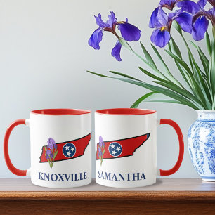 Tennessee Flag with State Flower Iris Custom Text Mug