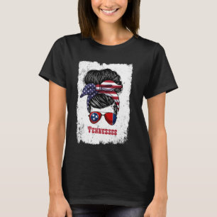 Tennessee Girls Trip Messy Bun US Flag State Sungl T-Shirt
