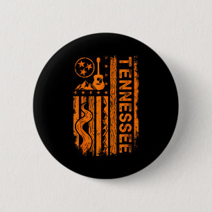 Tennessee Guitar Mountains Flag , Vintage State Pr 2 Inch Round Button