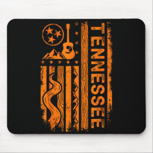 Tennessee Guitar Mountains Flag , Vintage State Pr Mouse Pad