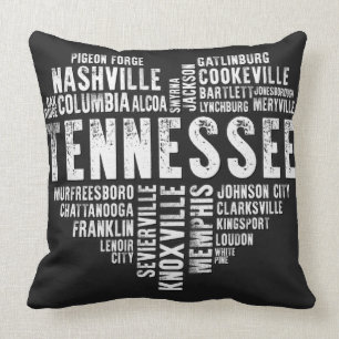 Tennessee Heart Love Knoxville Nashville Memphis Throw Pillow
