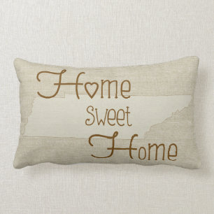 Tennessee-Home Sweet Home burlap-look custom name Lumbar Pillow