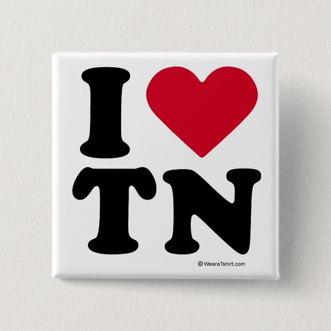 TENNESSEE - "I LOVE TN" "I LOVE TENNESSEE" 2 INCH SQUARE BUTTON (Front)