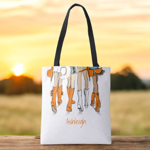 Tennessee Ladies Cowboy Boots Orange Fashion Name Tote Bag