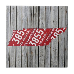 Tennessee License Plate Map Ceramic Tile