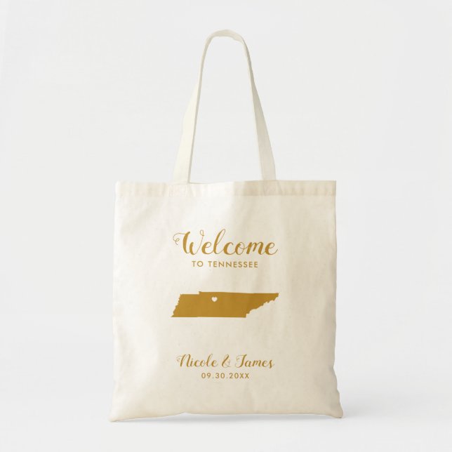 Tennessee Map Destination Wedding Welcome Bag Tote (Front)