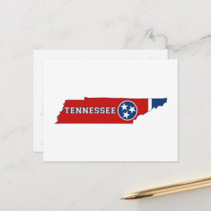 Tennessee Map Shaped State Flag with Name Postcard