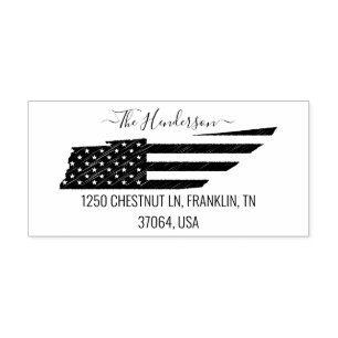 Tennessee Map USA Flag Return Address Custom Self-inking Stamp