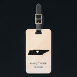 Tennessee Map Wedding Luggage Tag, Custom Gift Luggage Tag<br><div class="desc">These state luggage tags make the perfect wedding gift tags or welcome bag tags. Tie it to your gift instead of a typical paper gift tag, and they can use it for months and years to come. Tags have a peach apricot watercolor background. To place the heart at the wedding...</div>
