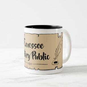 Tennessee Notary Public Scroll Feather Quill Two-Tone Coffee Mug