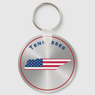 Tennessee Patriotic American Flag Map Keychain