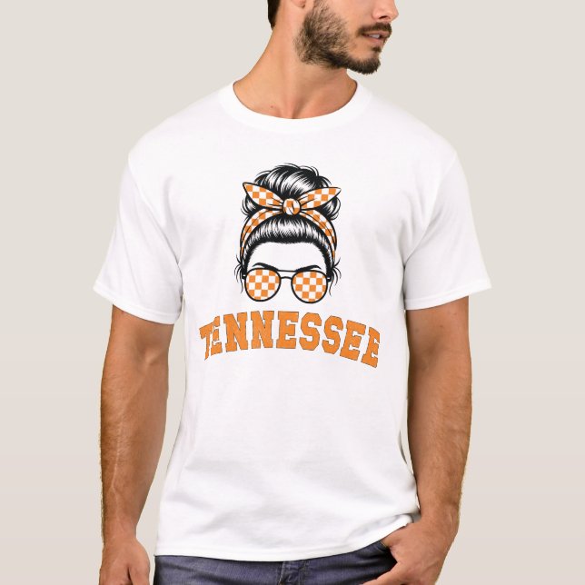 Tennessee Retro Messy Bun Sunglasses Orange Pride T-Shirt (Front)