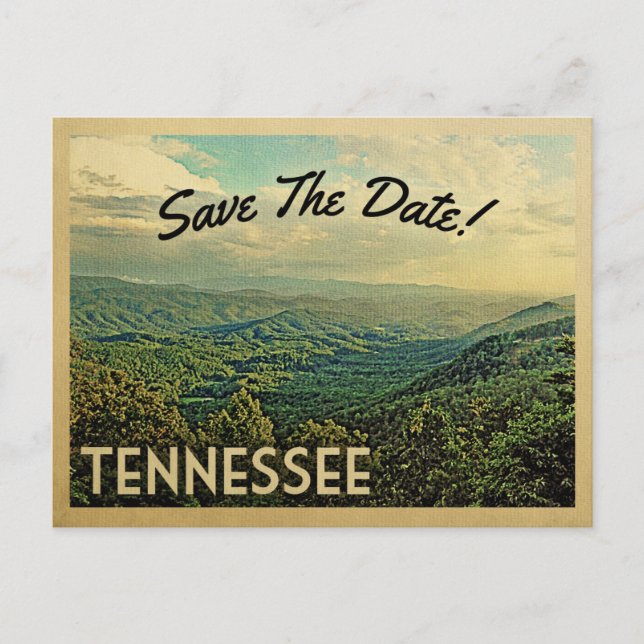 Tennessee Save The Date Vintage Mountains Announcement Postcard (Front)