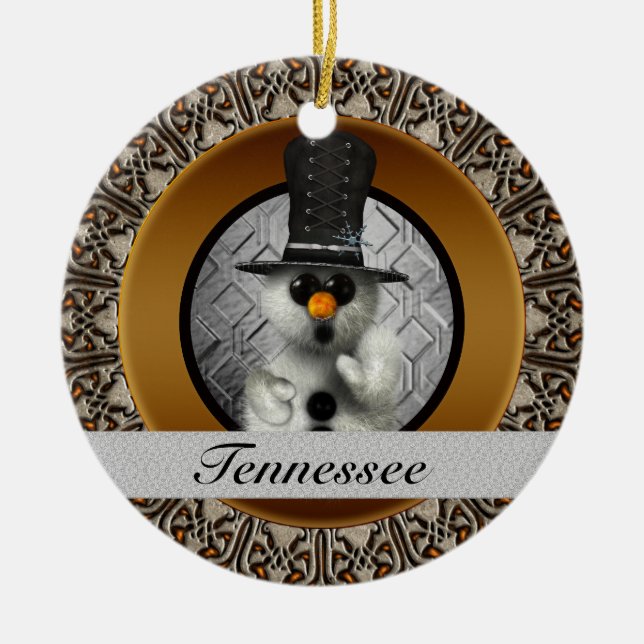 Tennessee Snowman Christmas Ornament (Front)