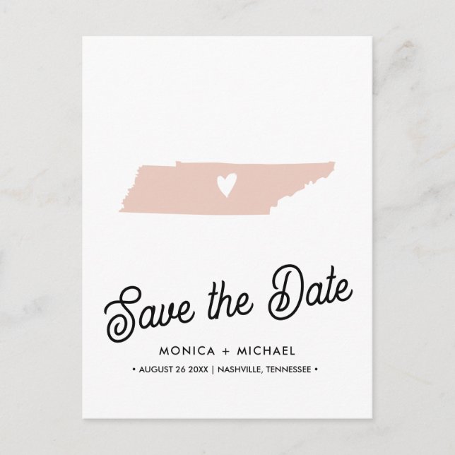 TENNESSEE State Destination Wedding ANY COLOR  Announcement Postcard (Front)