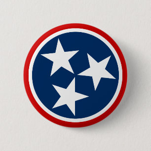 Tennessee State Flag Blue White Stars 2 Inch Round Button