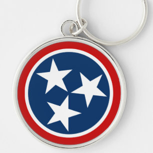 Tennessee State Flag Blue White Stars Keychain