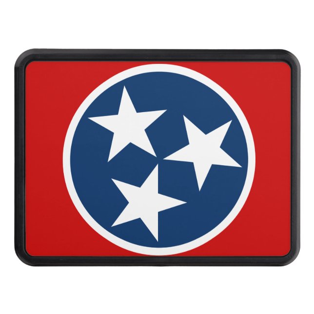 Tennessee State Flag Blue White Stars Trailer Hitch Cover (Front)