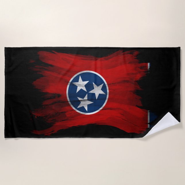 Tennessee state flag brush stroke, Tennessee flag Beach Towel (Front)